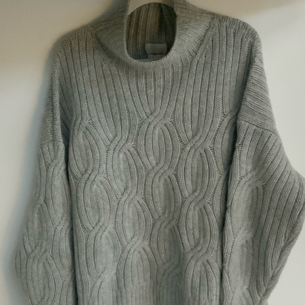 J. Crew Collection Light Gray Cowl Neck Cashmere Sweater